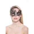 Kayso Black Laser Cut Masquerade Mask with Clear Rhinestones One Size BF001BK